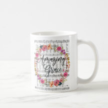 Tasse florale d'hymne de musique de feuille de