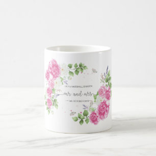 Tasse florale élégante de M. et de Mme Wedding  