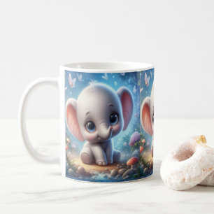 Tasse florale éléphant blanc bébé