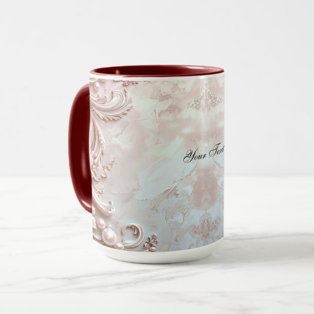 Tasse florale et perle ornée rose (Devant gauche)