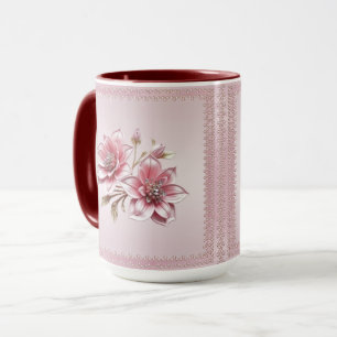 Tasse florale Fleurs roses modernes