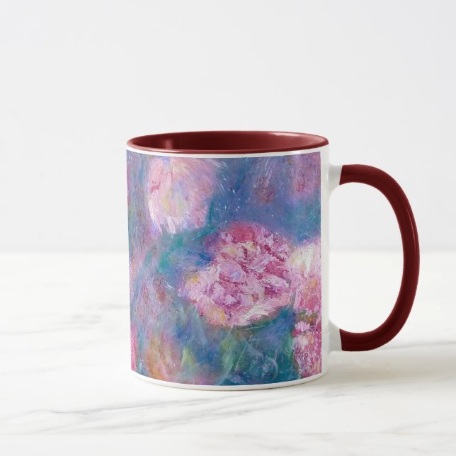 Tasse florale impressionniste de "pivoine" (Droite)