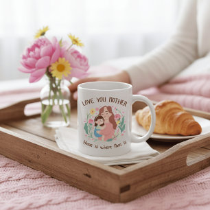 Tasse florale Je t'aime maman La maison est où est