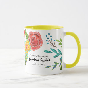 Tasse florale nommée faite sur commande de la
