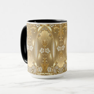 Tasse florale ornée d'or