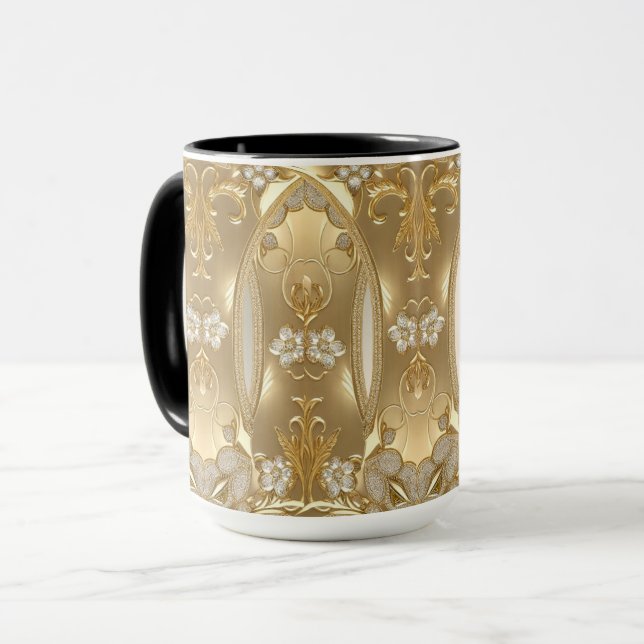 Tasse florale ornée d'or (Devant gauche)