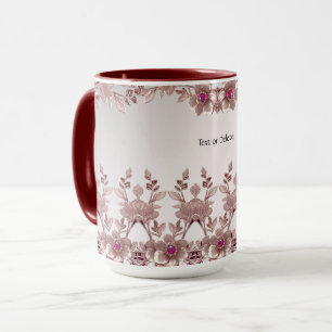 Tasse florale ornée rose