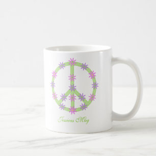 Tasse florale personnalisée de signe de paix