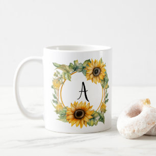 Tasse florale personnalisée monogramme nom personn