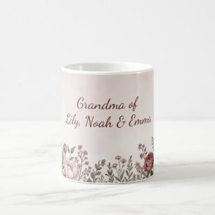 Tasse Florale Personnalisée pour Mamie avec les Pe