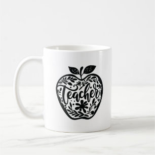 Tasse Florale Pomme Professeur Reconnaissance Noir