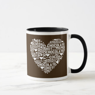 Tasse foncée d'amour de cacao de chocolat chaud