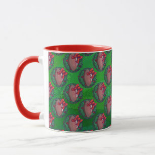 Tasse Football en couronne de Noël sur vert