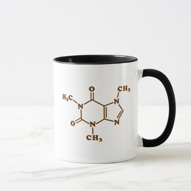 Tasse Formule chimique moléculaire du café caféine (Droite)