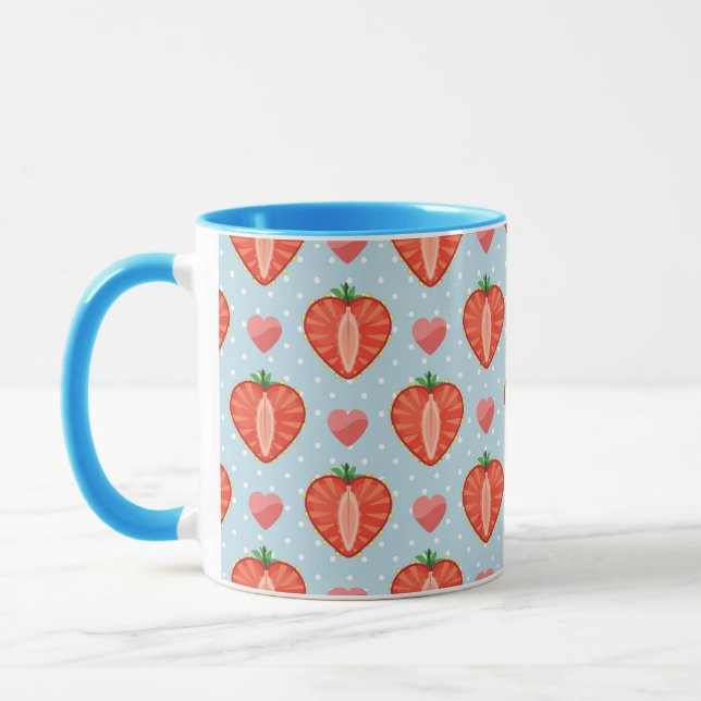 Tasse Fraises de coeur avec le pois et les coeurs (Gauche)