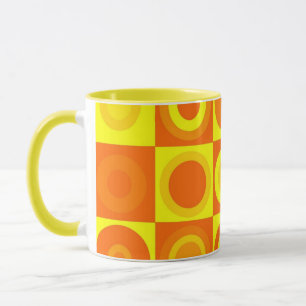 Tasse Funky Retro Orange Yellow Circles Carré