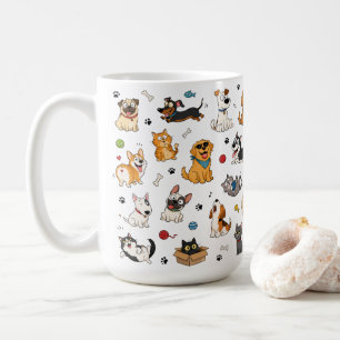 Tasse Funny Cartoon Pets   Chats et chiens mignons
