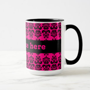 Tasse Fuschia et mini copie de damassé de noir