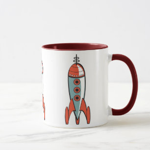 Tasse fusée spatiale rétro, fusée spatiale rétro, rétro 