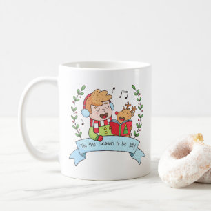 Tasse Garçon et Renne de Chansons de Noël Joyeuses