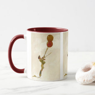 Tasse Garçon vintage avec ballons rouges à une fête d'an