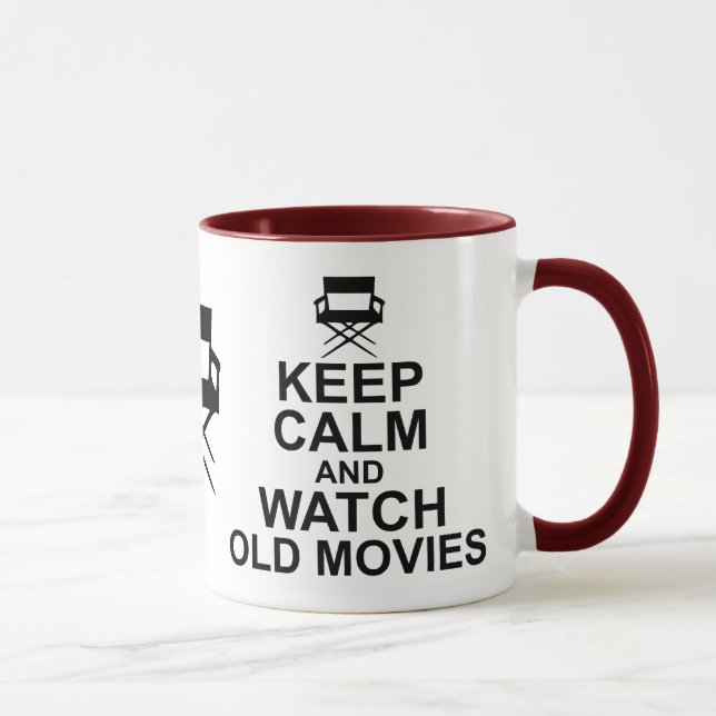 Tasse Gardez le calme et observez les vieux films (Droite)