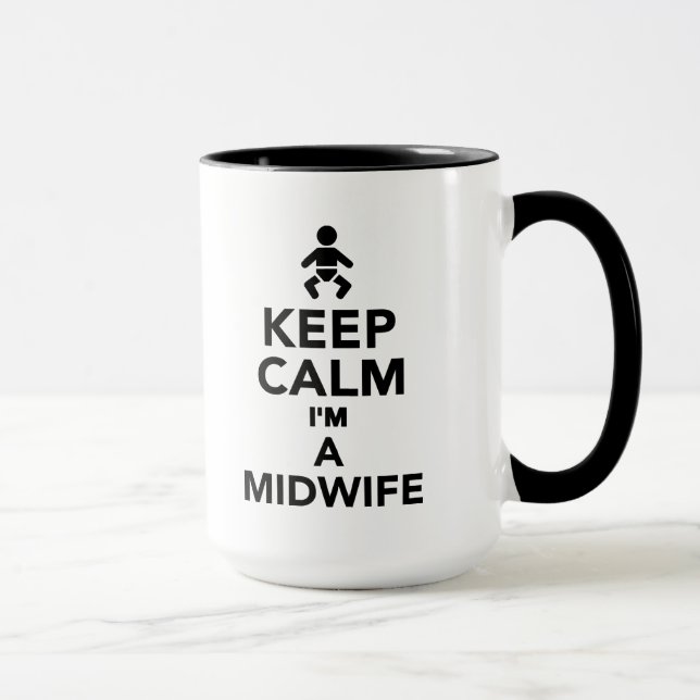 Tasse Gardez le calme que je suis une sage-femme (Droite)