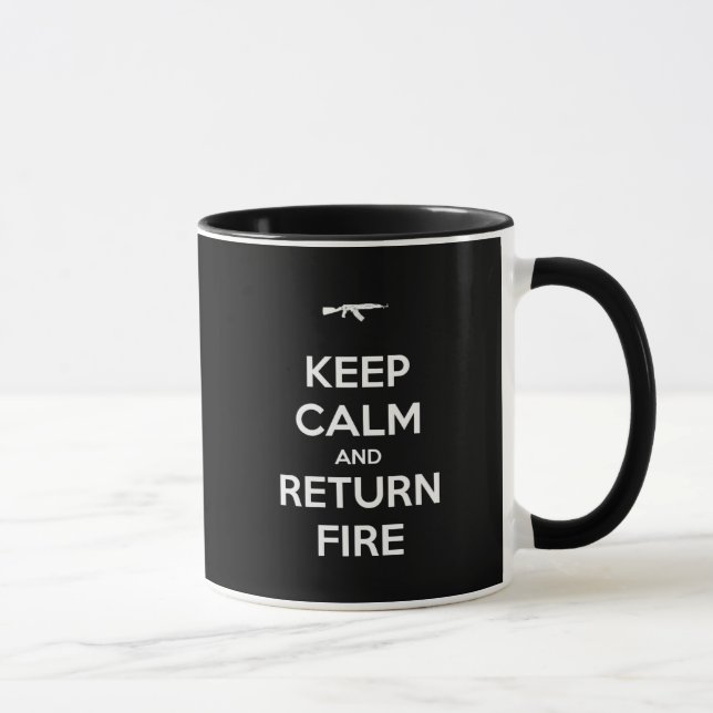 Tasse Gardez le feu calme et de retour (Droite)