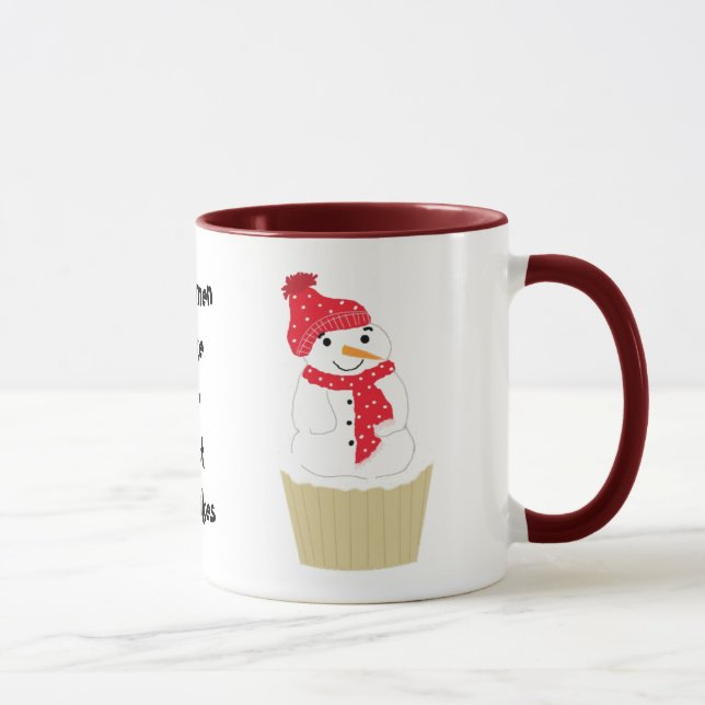 Tasse Gâteau Cupcake Bonhomme de Neige Avec Citation (Droite)