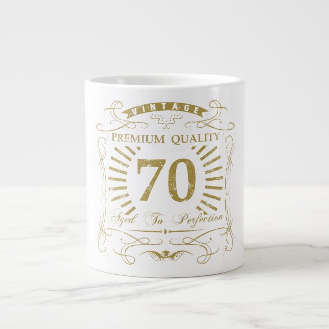 Tasse Géante 70e anniversaire Gag cadeau (Devant)