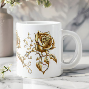 Tasse géante à café Roses d'or