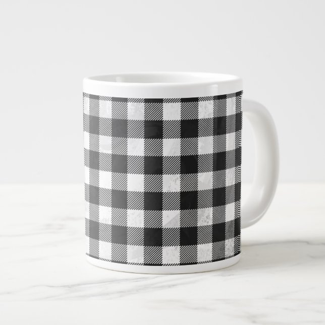 Tasse Géante à damiers Plaid Noir Et Blanc (Devant droit)