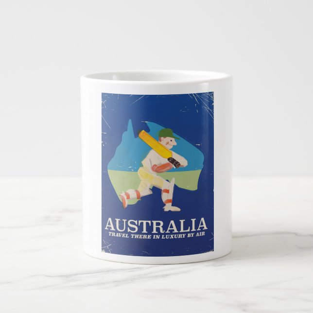 Tasse Géante affiche de voyage Australia Cricket Vintage (Devant)