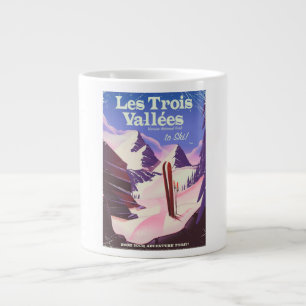 Tasse Géante Affiche de voyage de ski Les Trois Vallées