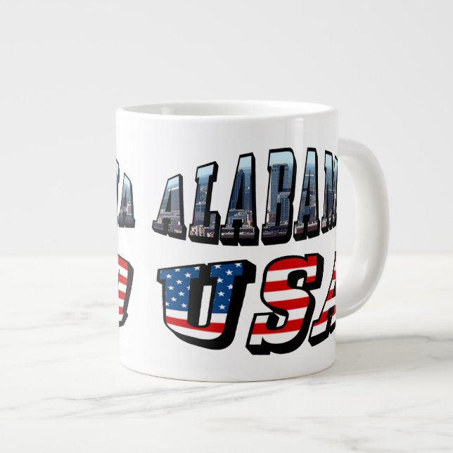 Tasse Géante Alabama Photo et USA Flag Font (Devant droit)