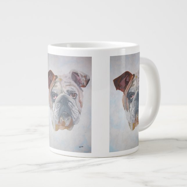 Tasse Géante American Bulldog Artistic Pet Portrait (Devant droit)