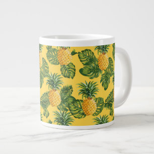 Tasse Géante Ananas et Feuilles tropicaux en or