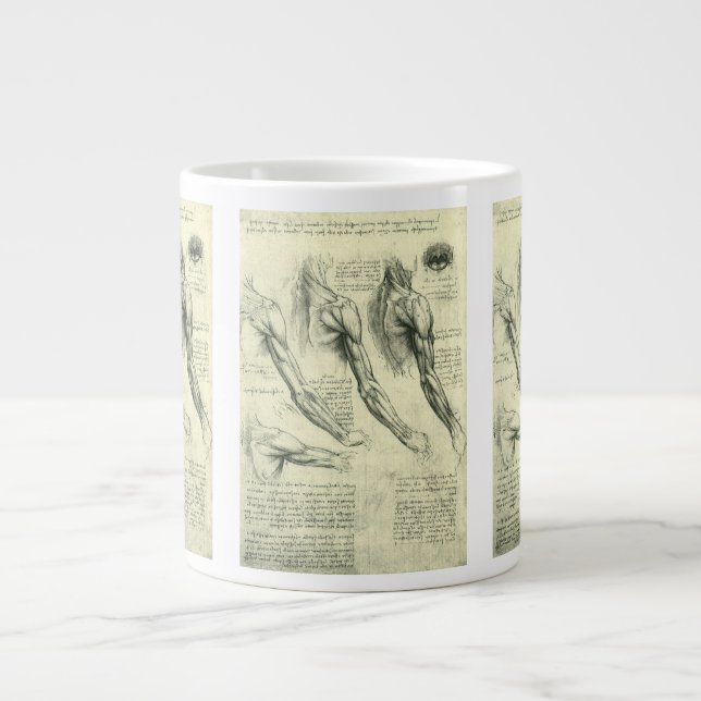 Tasse Géante Anatomie du bras et de l'épaule de Léonard de Vinc (Devant)