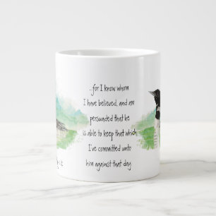 Tasse Géante Aquarelle Loon 2 Timothée 1:12 Écriture Christian