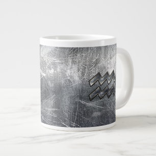 Tasse Géante Aquarius Symbole Grunge Distressed Silver Steel