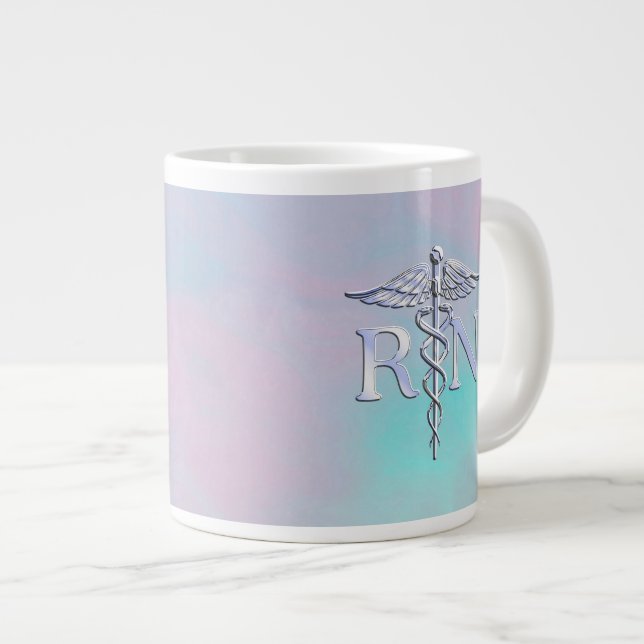 Tasse Géante Argent comme RN Caduceus Médicale Mère Pearl (Devant droit)