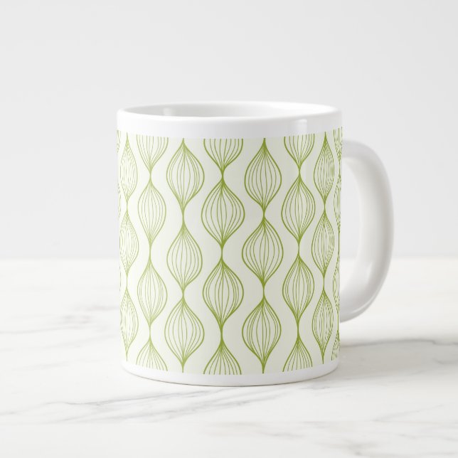 Tasse Géante Arrière - plan vertical vert de motif d'ogee (Devant droit)