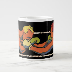 Tasse Géante Art Déco vintage de sport de boxe, boxeurs se frap
