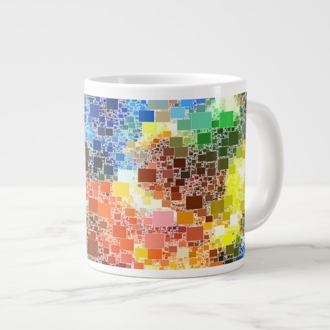 Tasse Géante Artwork de blocs flottants festifs (Devant droit)
