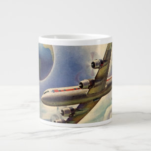 Tasse Géante Avion vintage volant autour du monde dans les nuag