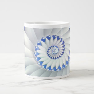 Tasse Géante Beau Bleu & Blanc Mer Shell Art Fractal fin