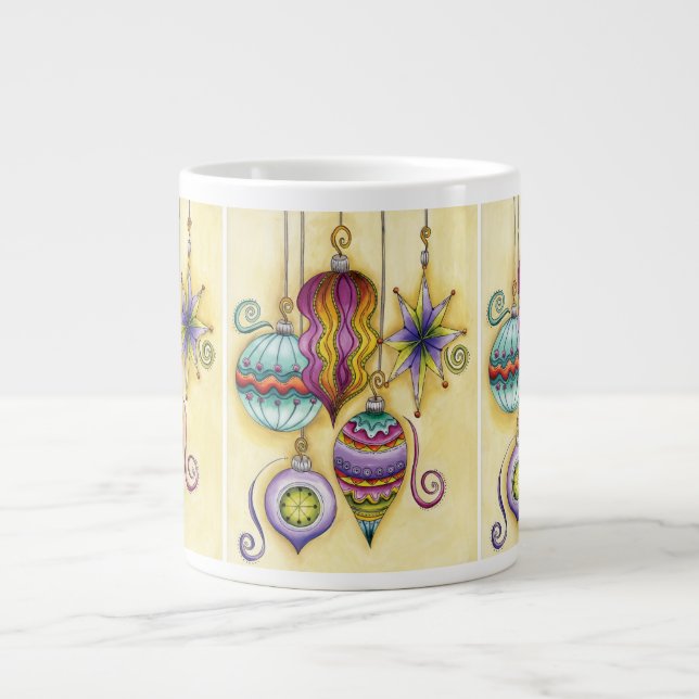 Tasse Géante Belle Verre Colorée Ornements de Noël (Devant)