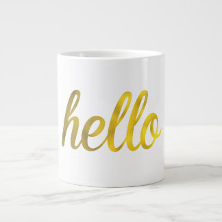 Tasse Géante Bouche de typographie de bonjour en or