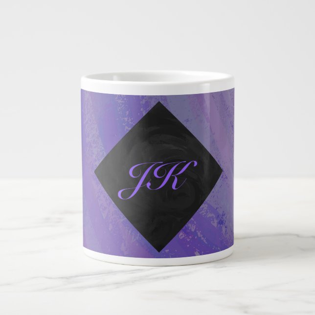 Tasse Géante Broyeur de bleuets et monogramme noir (Devant)
