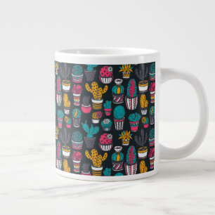 Tasse Géante Cactus tirés à la main dans le Motif de style d'